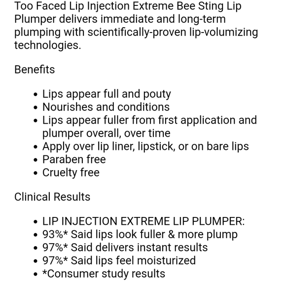 SALE! TOO FACED LIP INJECTION EXTREME BEE STING PLUMPER. - Picture 9 of 9